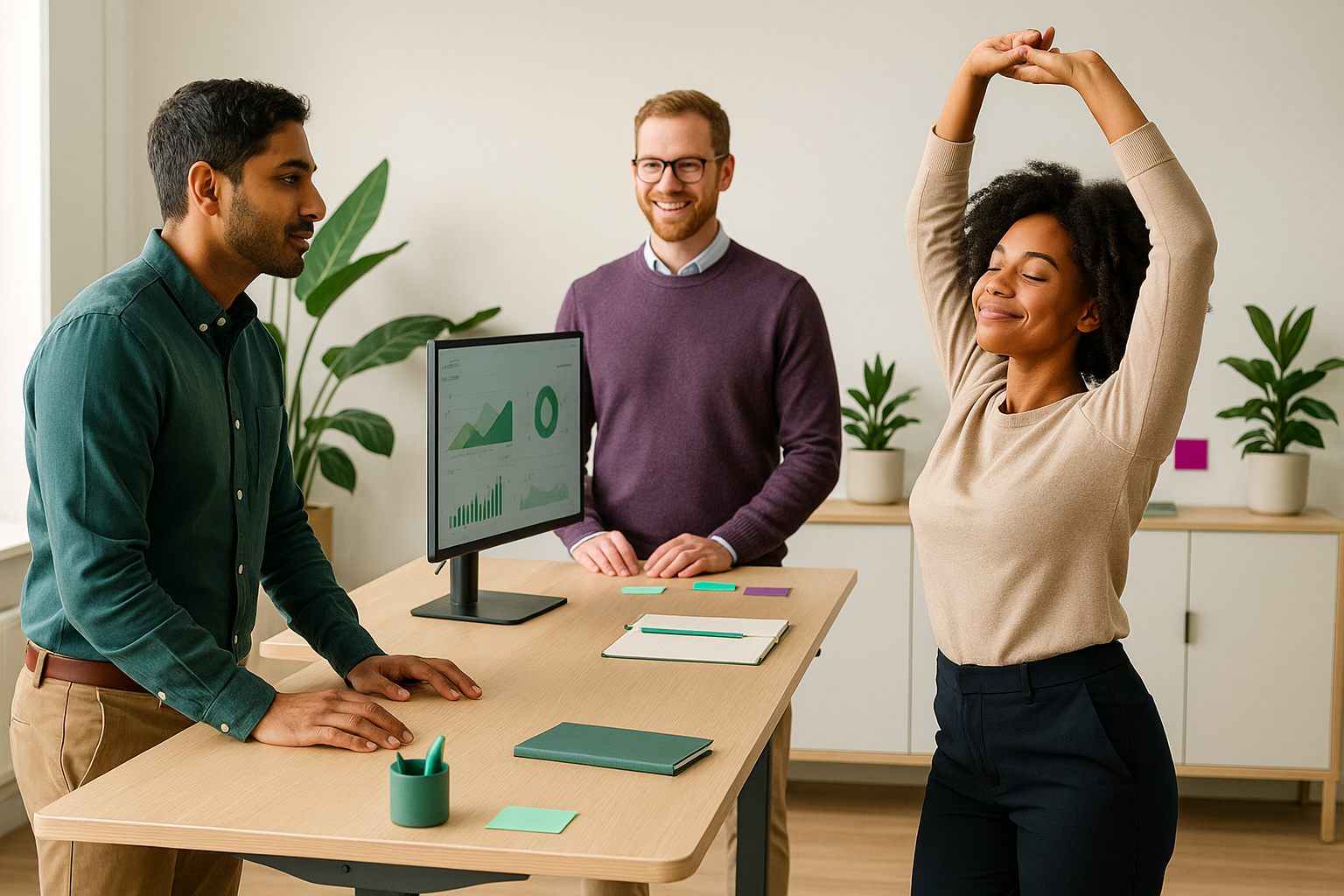 Ergonomischer Arbeitsplatz mit Fokus auf Bewegung und Effizienz